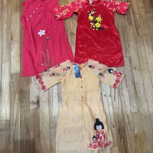 Floral dresses Kids Set - Red, Yellow, and Cream
